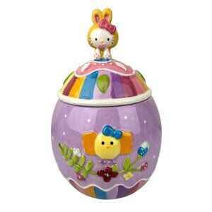 Blue Sky Hello Kitty Bunny on Egg Cookie Jar Canister Heather Goldminc Easter